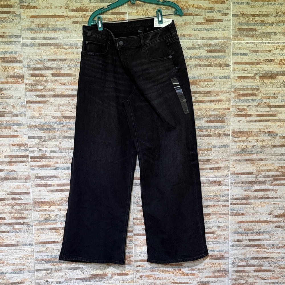 American Eagle Outfitters Black Wide-Leg Flare Jeans
